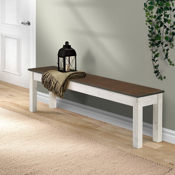 Wood Bench White Distressed | Furniture Dash - On Sale - Overstock